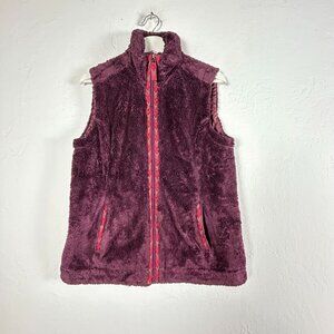 Royal Robbins Womens Plush Fleece Vest Large Maroon Full-Zip Pockets High Neck